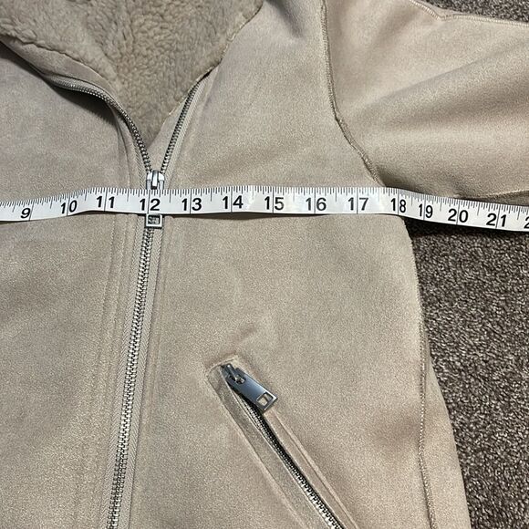 H&M Faux Suede Shearling-Lined Biker Jacket Size 2 - Picture 12 of 14